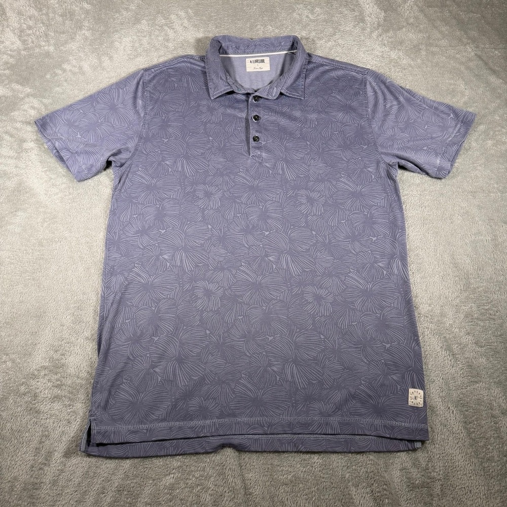 Linksoul Polo Shirt Mens‎ Large Blue Floral Golf Performance Stretch Vacation